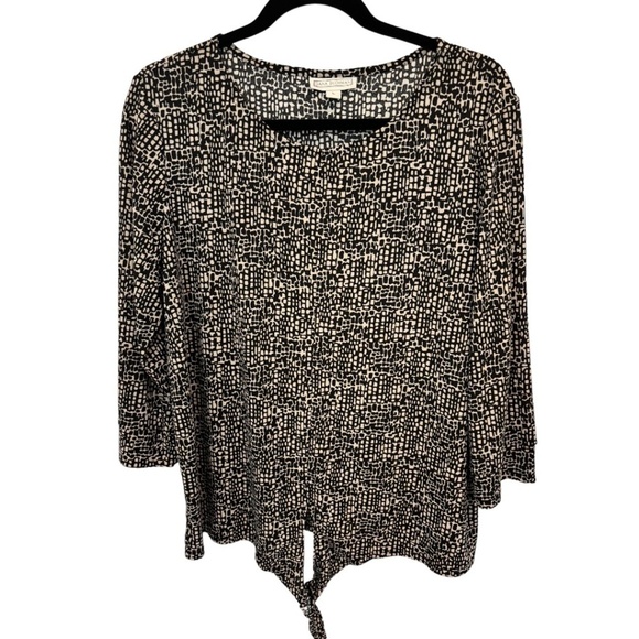 Dana Buchman Tie Front Long Sleeve Round Neck Stretch Knit Top Size Large - Picture 1 of 4